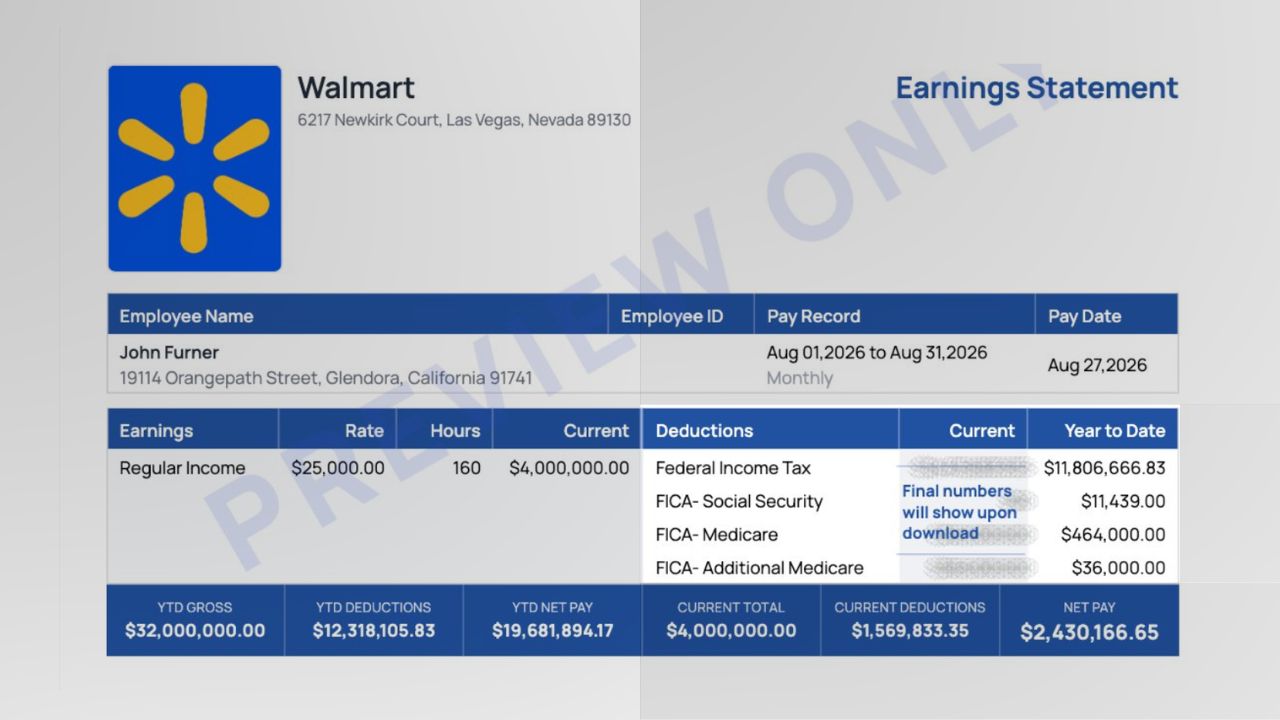 Online Paystub generator step 6: calculated taxes review