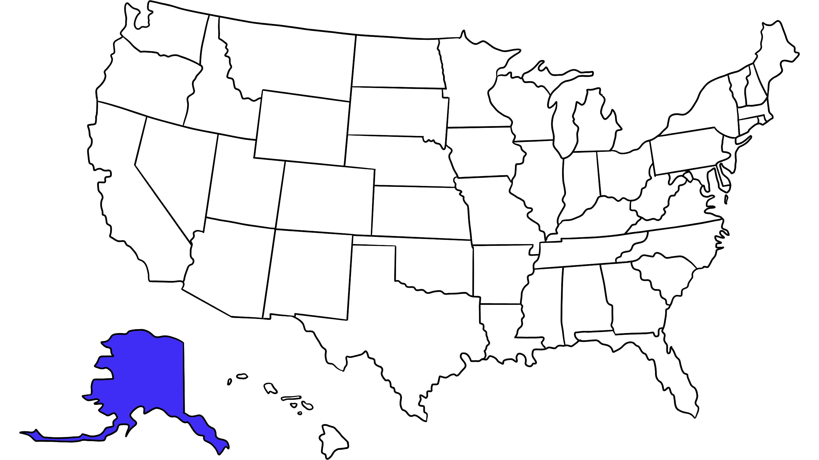 Map of the United States with Alaska highlighted