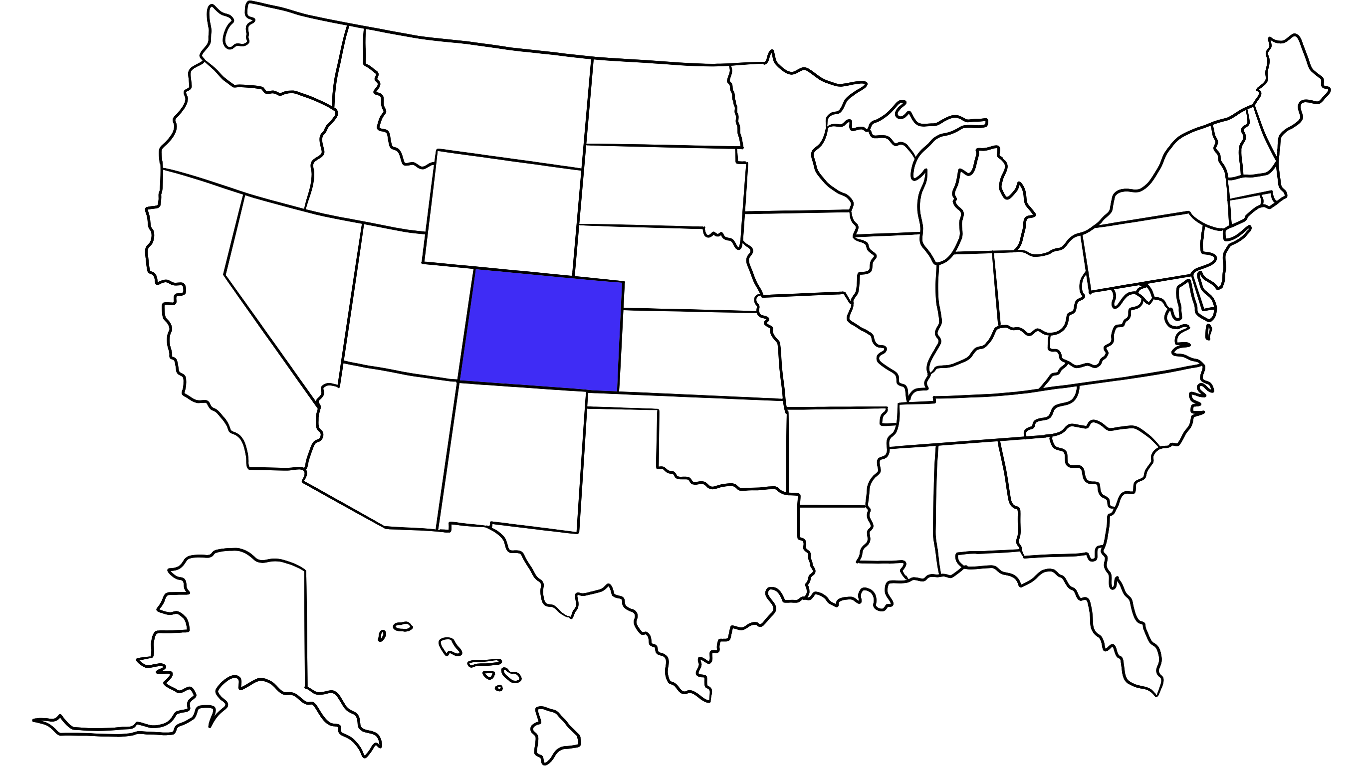 Map of the United States with Colorado highlighted