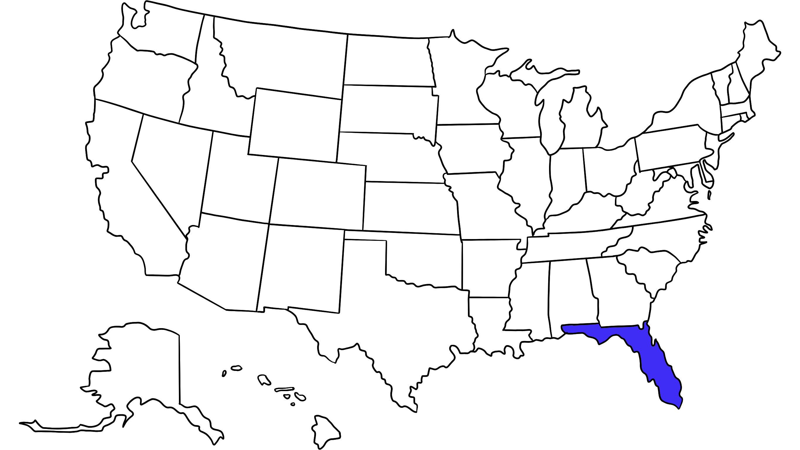 Map of the United States with Florida highlighted