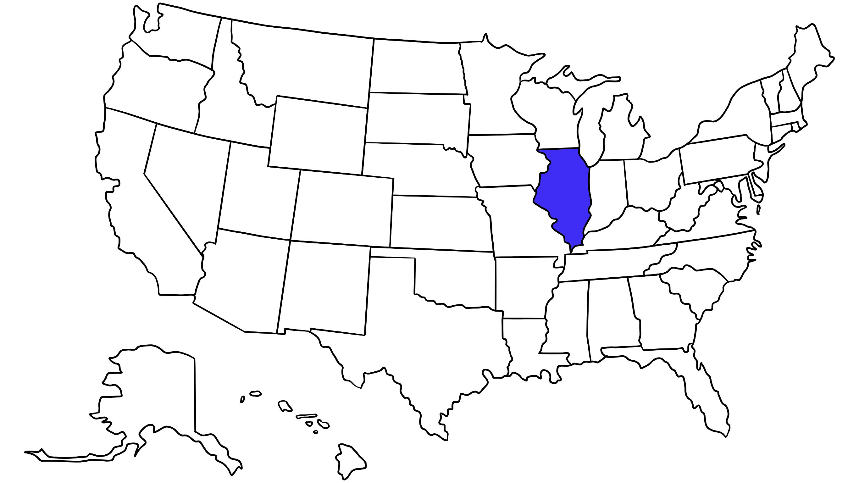 Map of the United States with Illinois highlighted