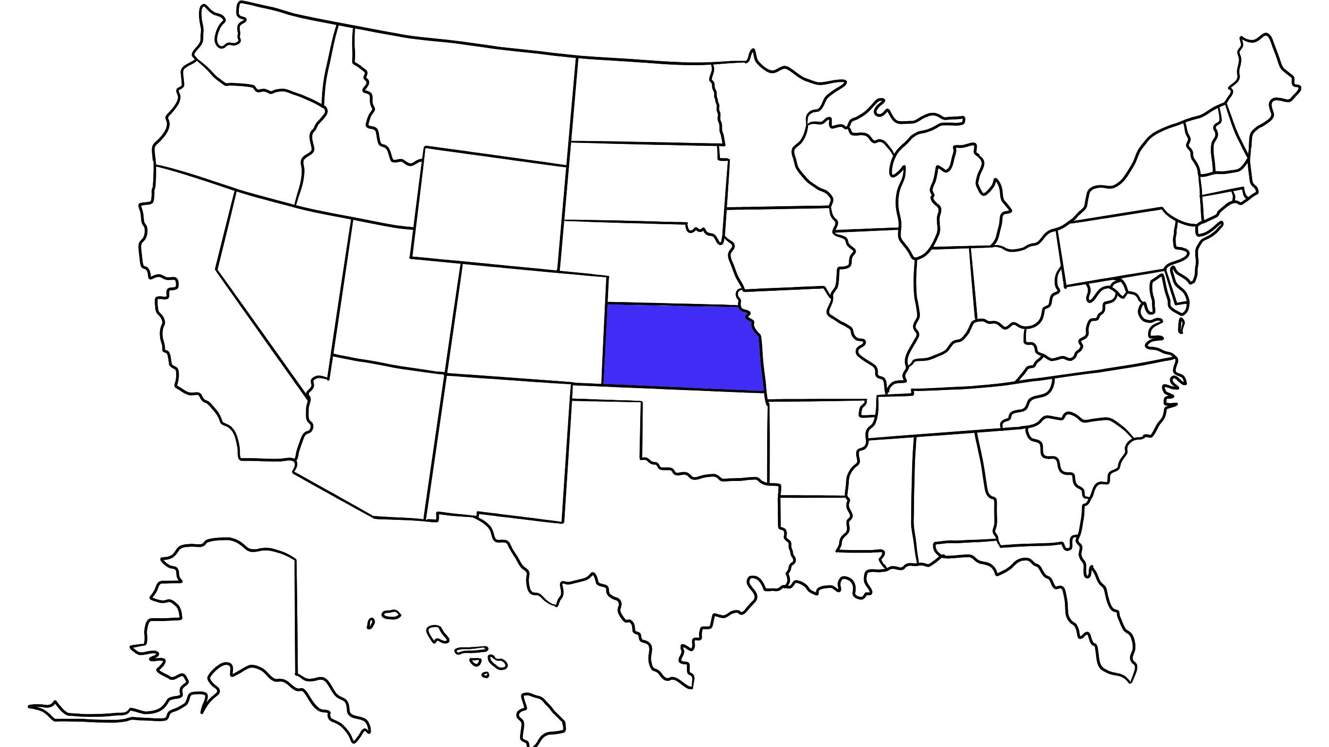 Map of the United States with Kansas highlighted