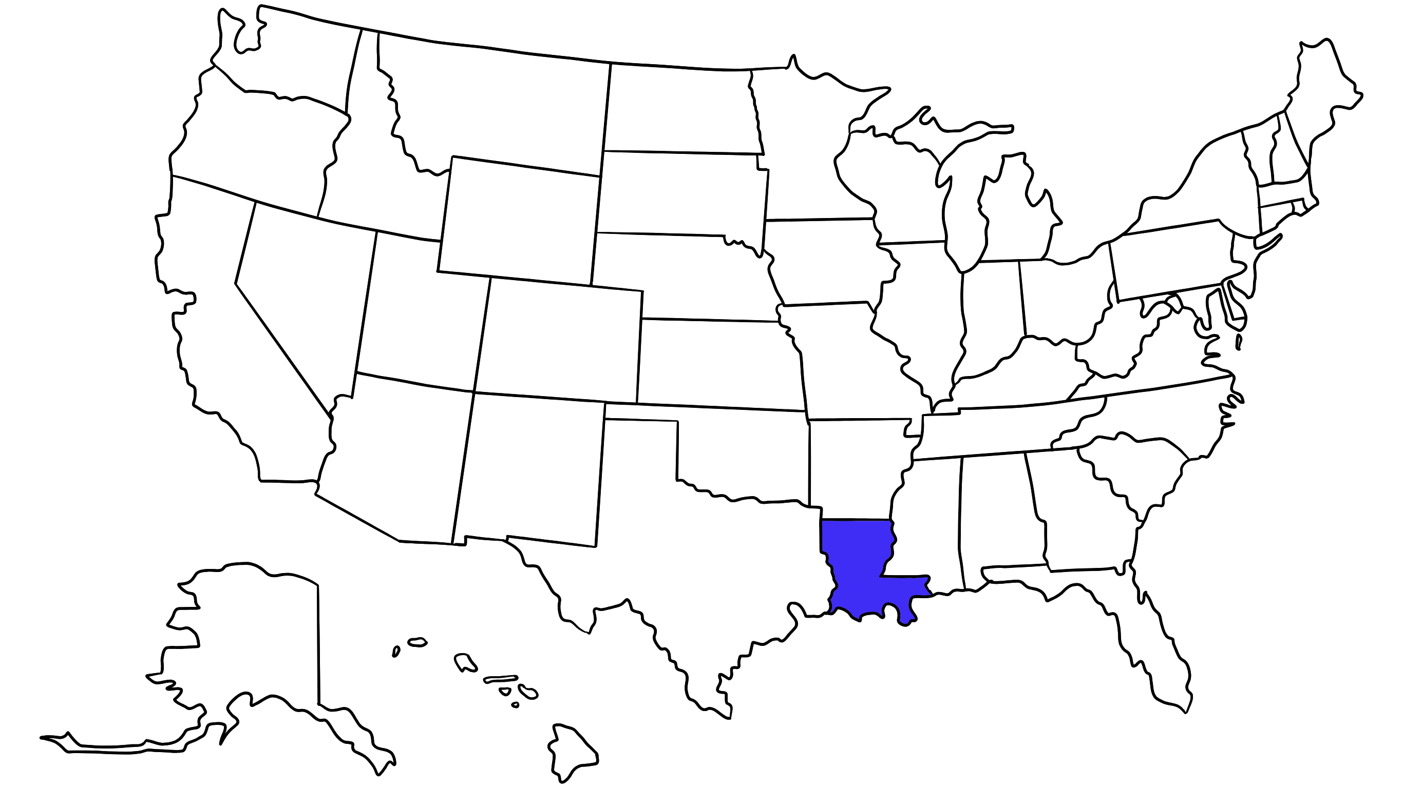 Map of the United States with Louisiana highlighted