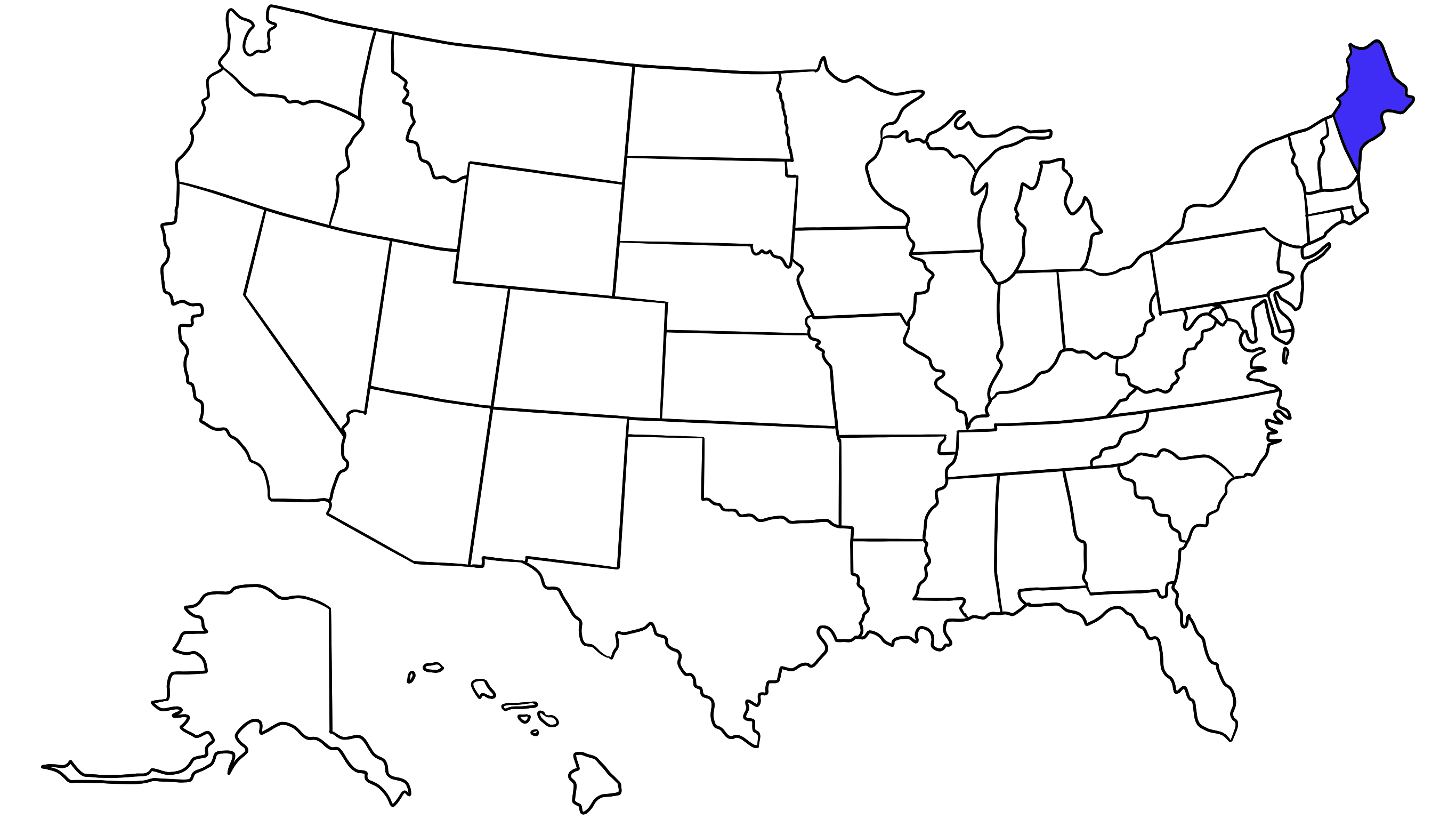 Map of the United States with Maine highlighted