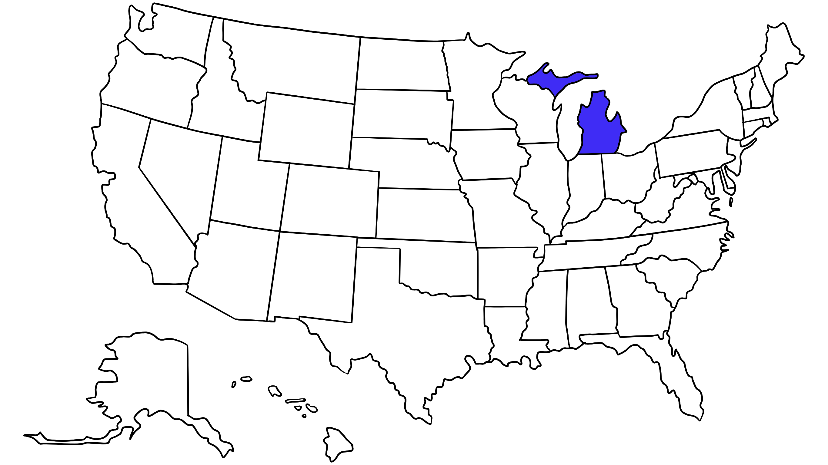 Map of the United States with Michigan highlighted