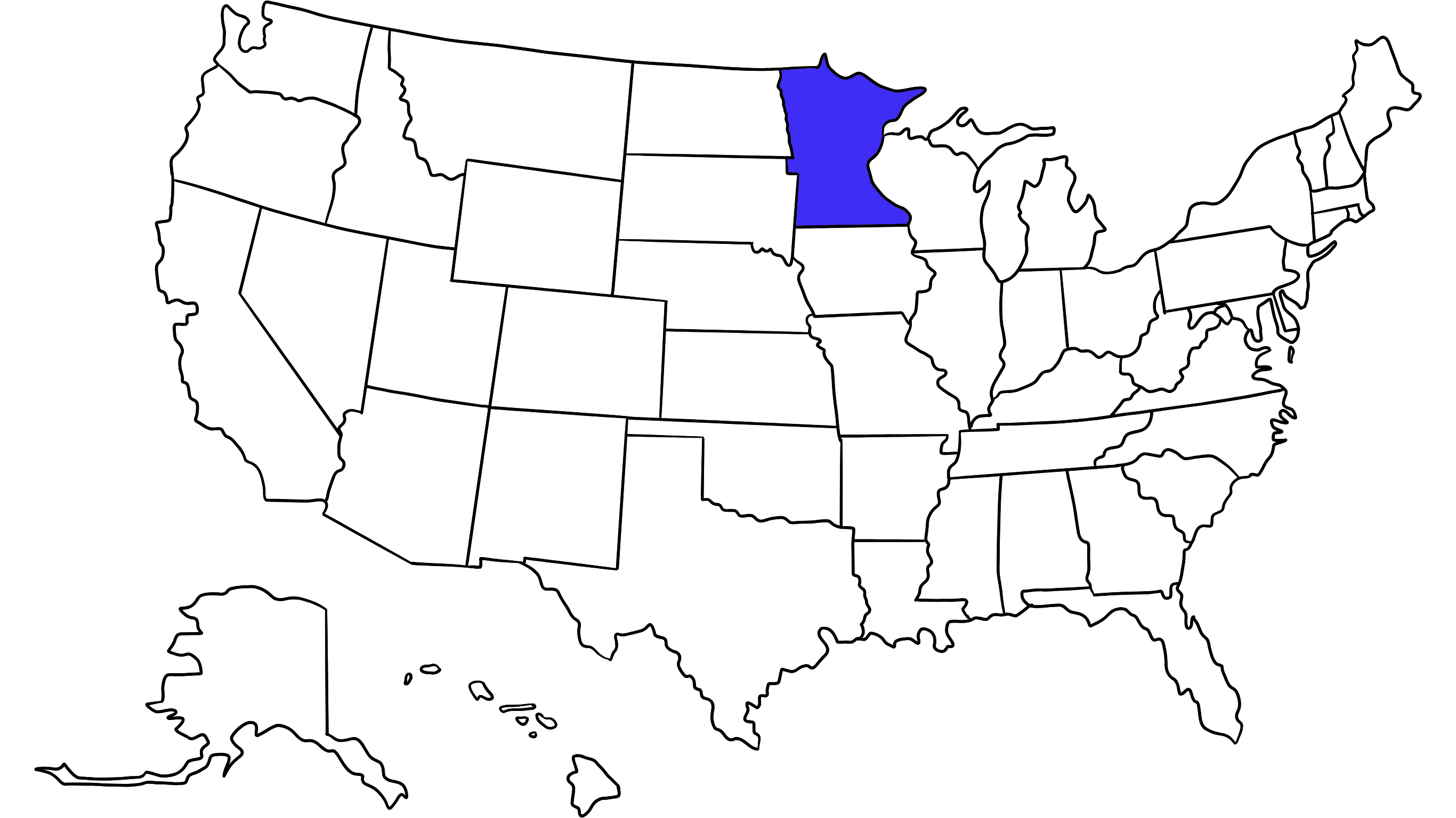 Map of the United States with Minnesota highlighted