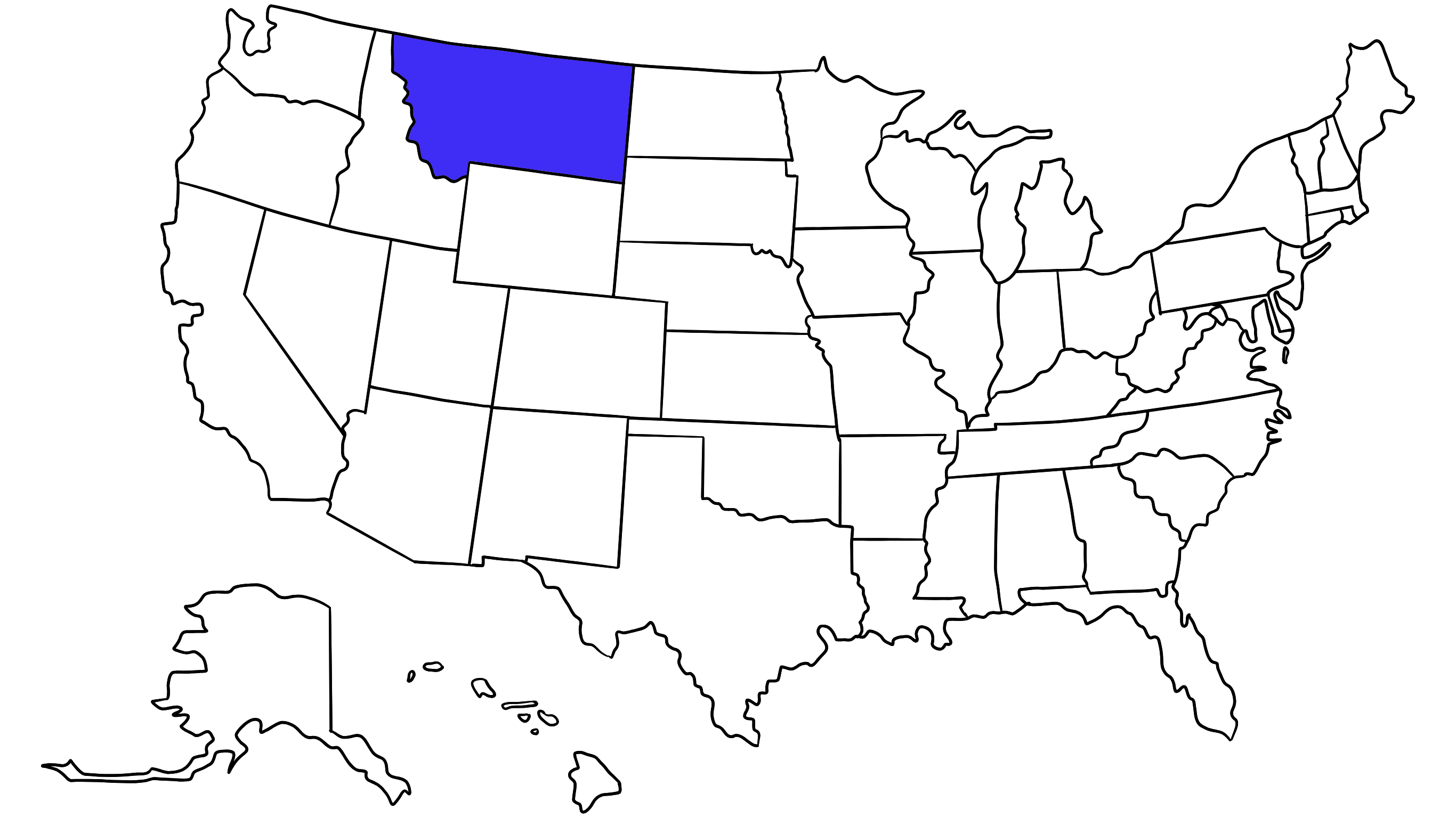 Map of the United States with Montana highlighted