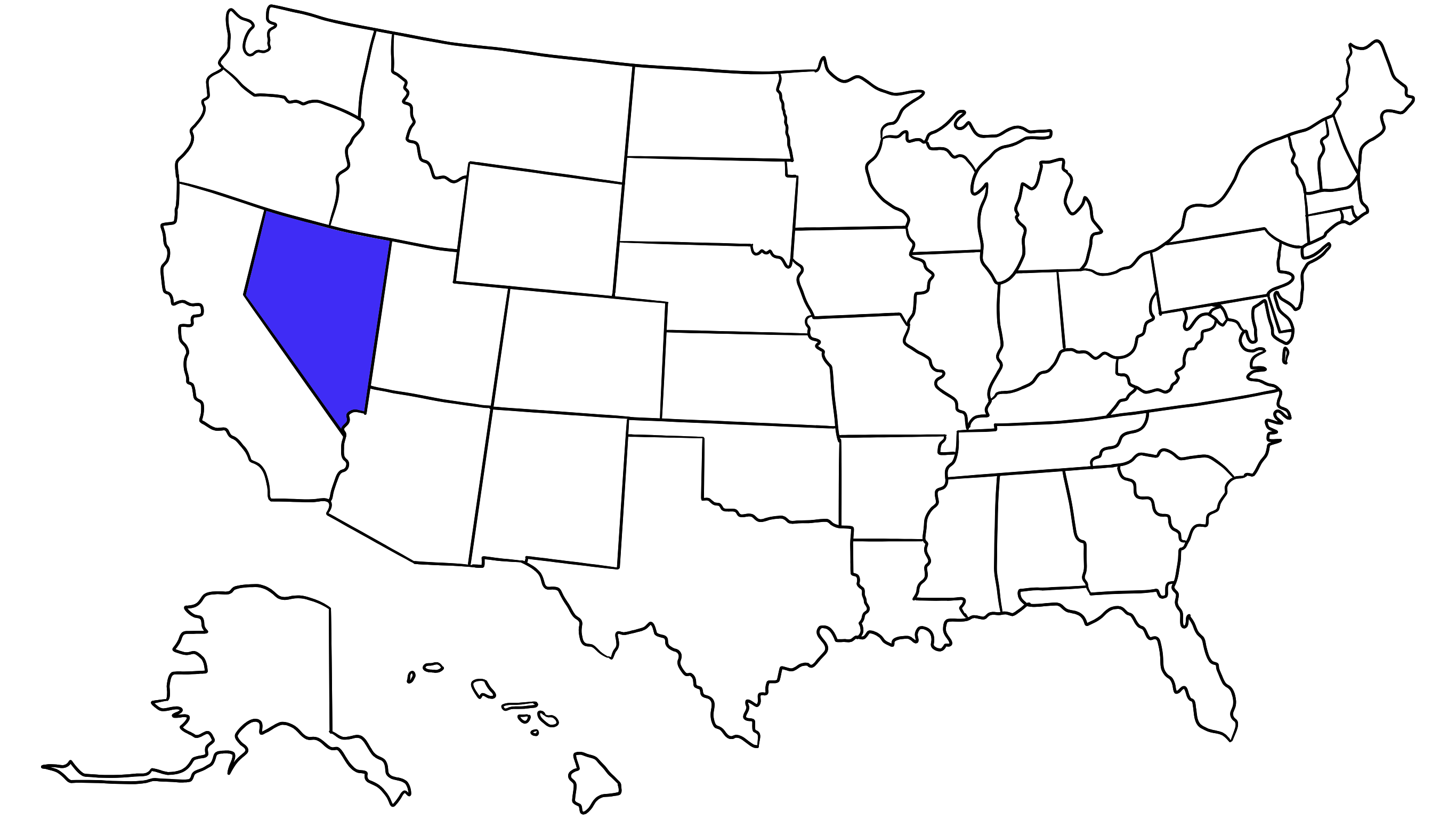 Map of the United States with Nevada highlighted