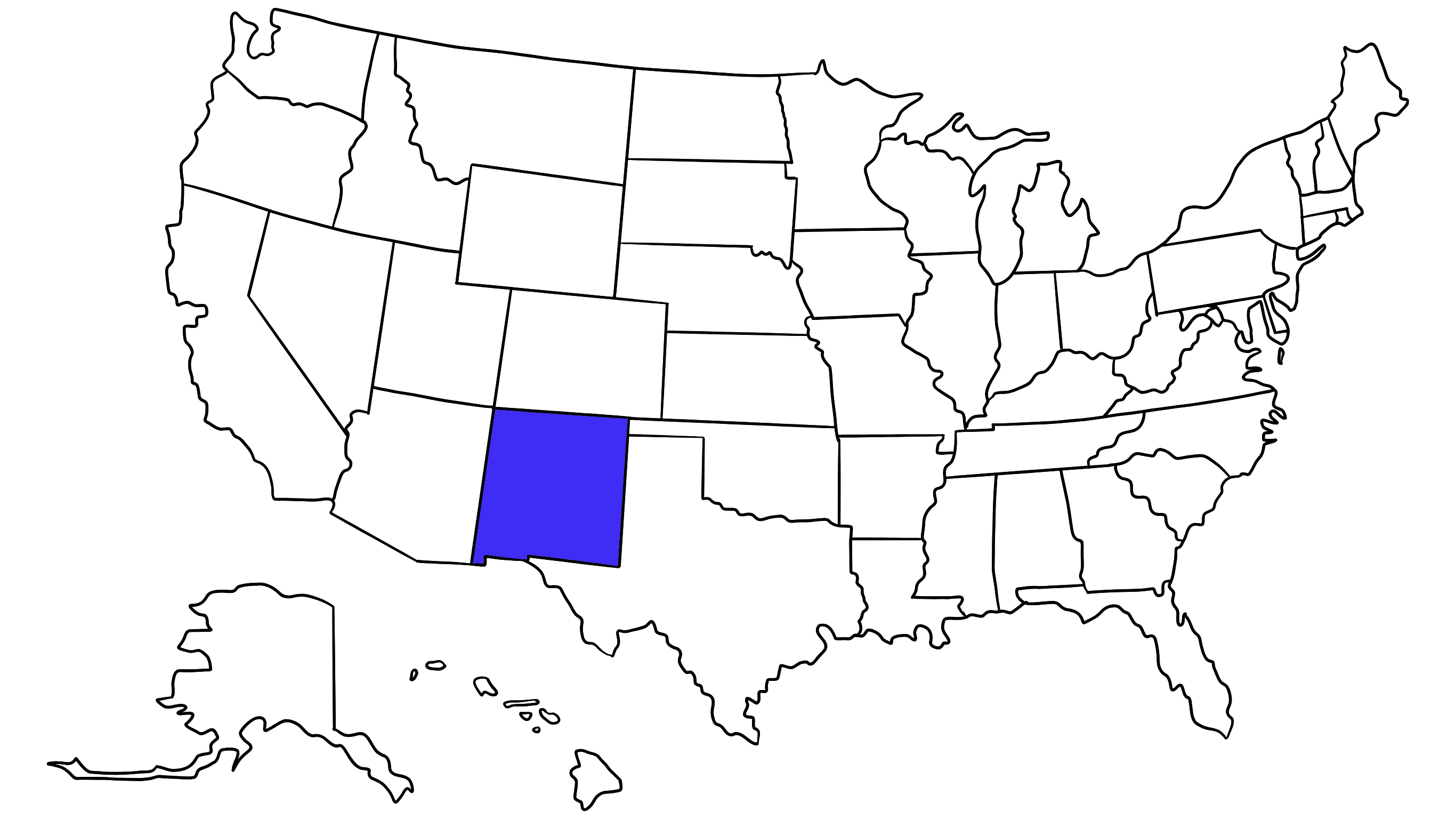 Map of the United States with New Mexico highlighted