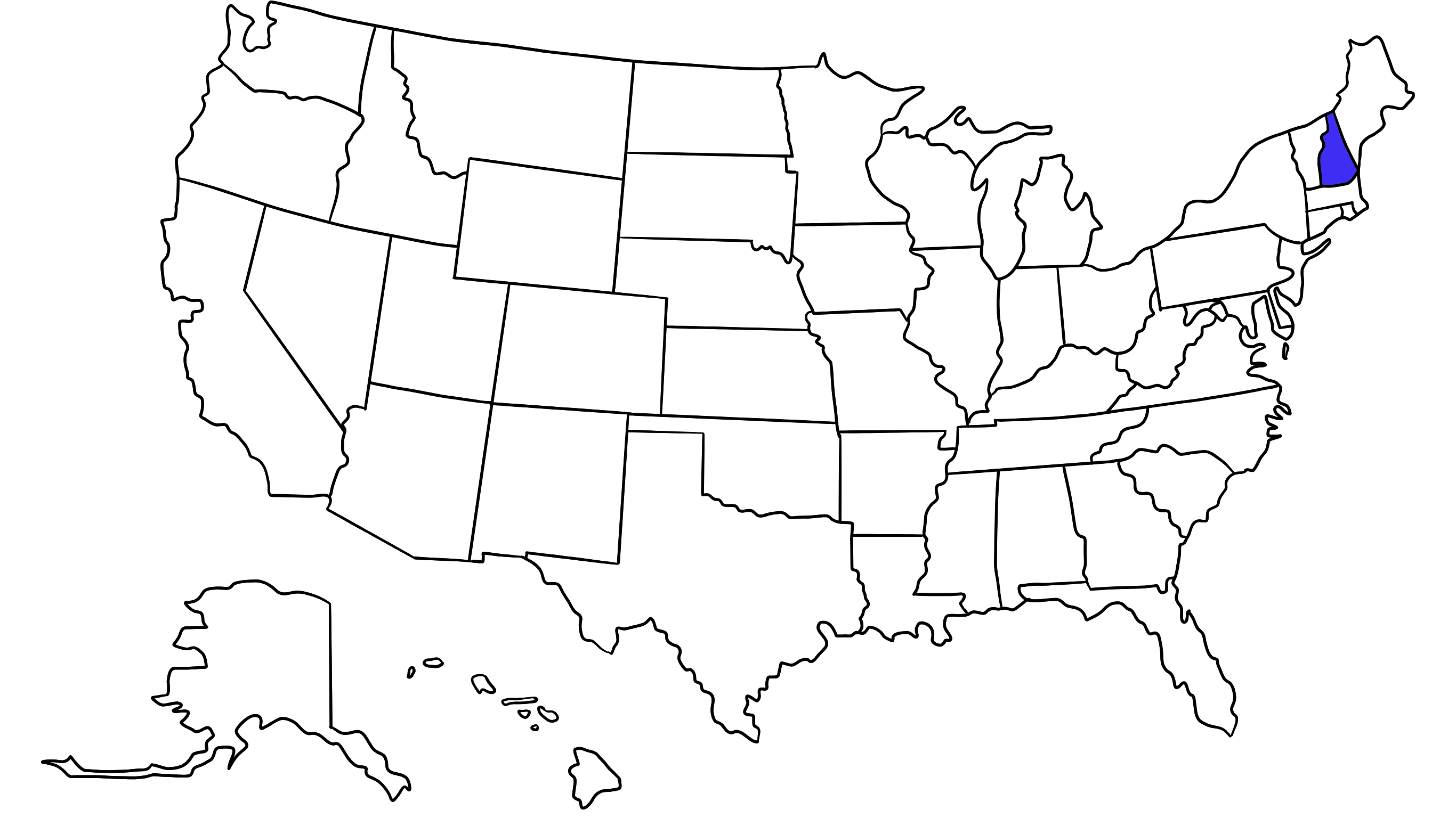 Map of the United States with New York highlighted