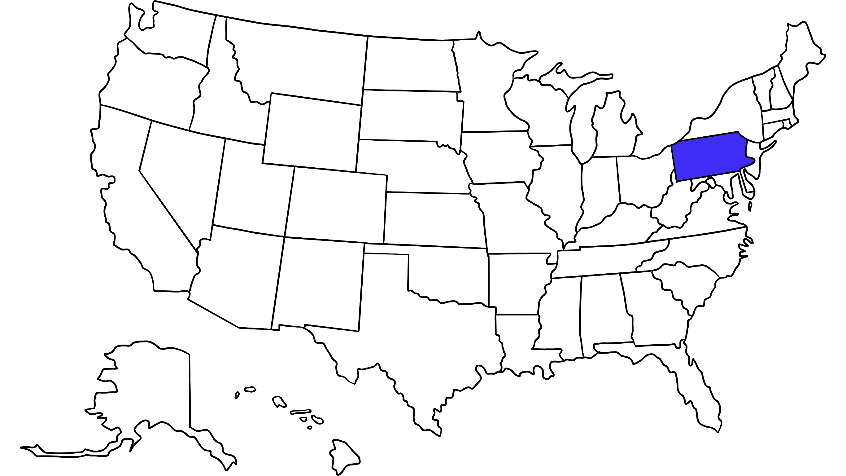 Map of the United States with Pennsylvania highlighted
