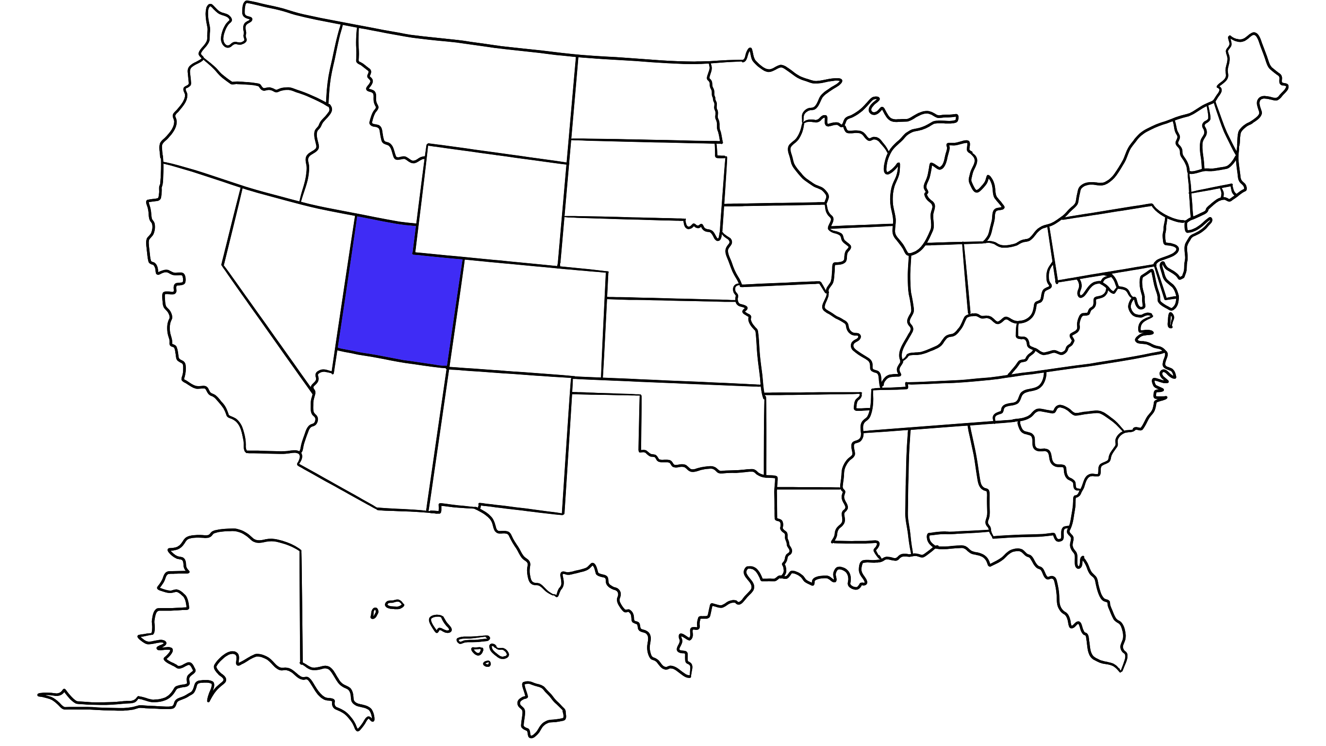 Map of the United States with Utah highlighted